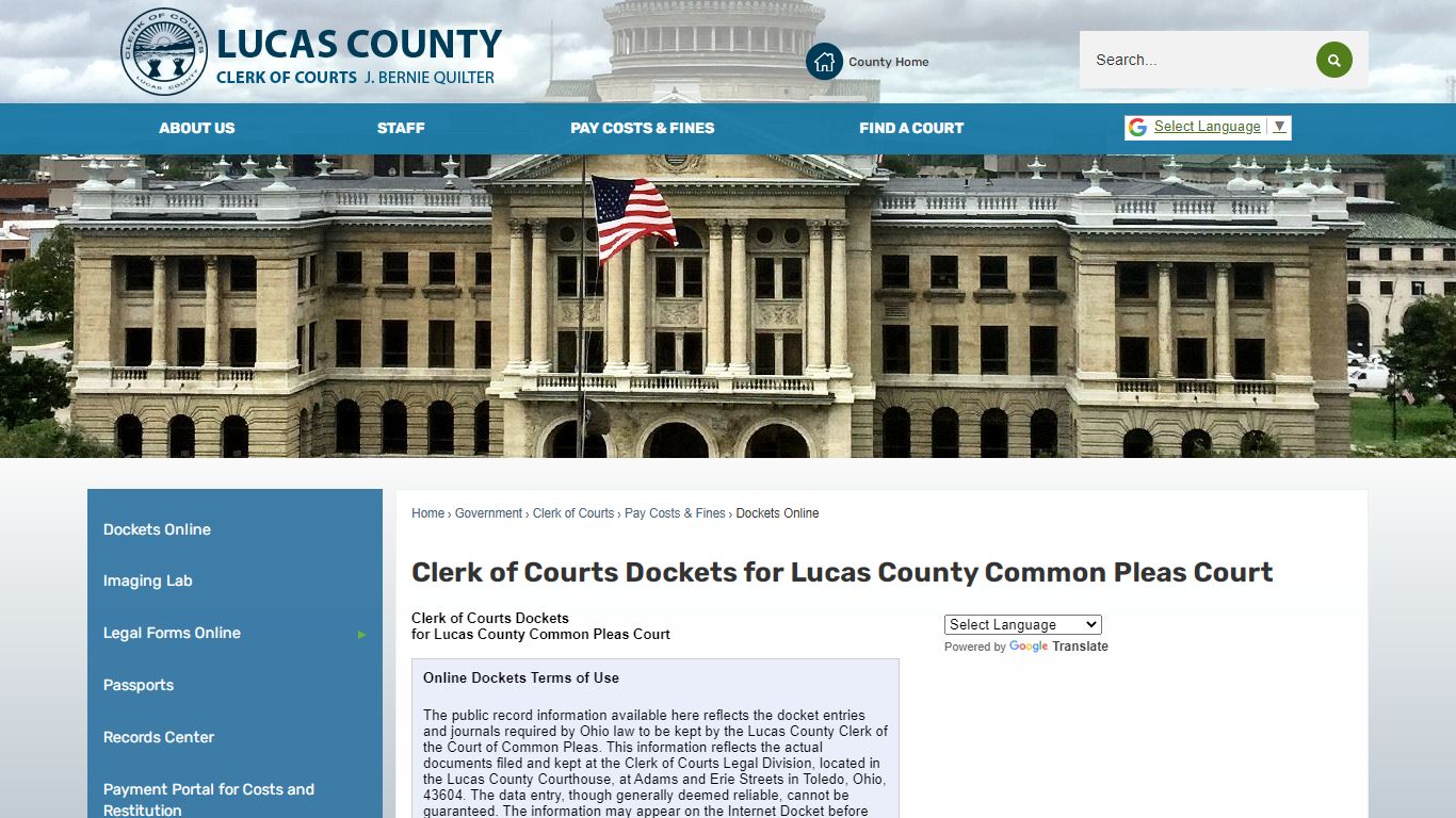 Clerk of Courts Dockets for Lucas ... - Lucas County, OH